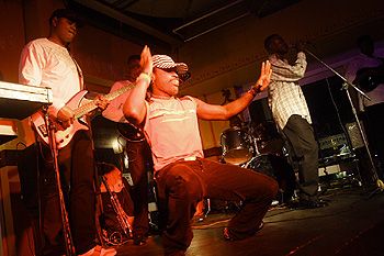 Young Bakuba on stage at Manenberg's Jazz Cafe, &copy S.Gordon 2005